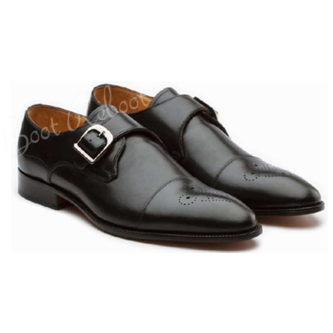 Leather Single Captoe Monks Shoes